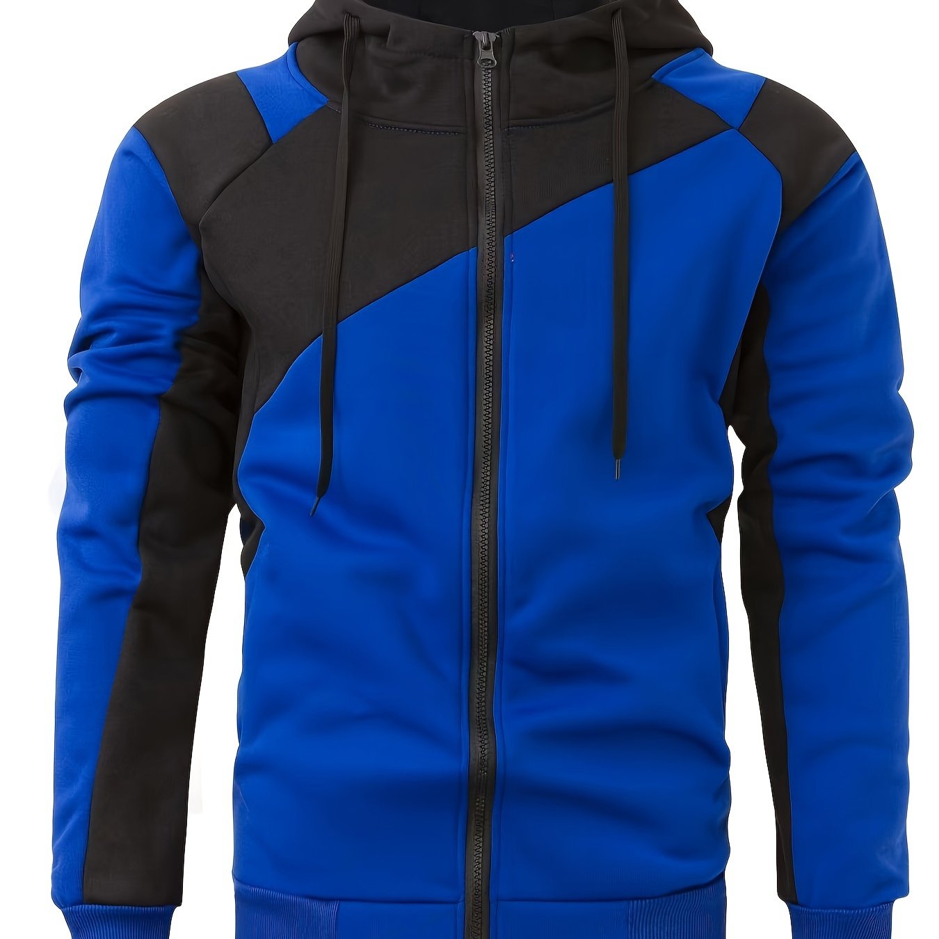 Men's Casual Color Block Zip Up Jacket With Hood - Varsity Style - Soft Fleece Lining - Perfect for Fall/Winter - Ideal Gift for Teenagers & Young Adults