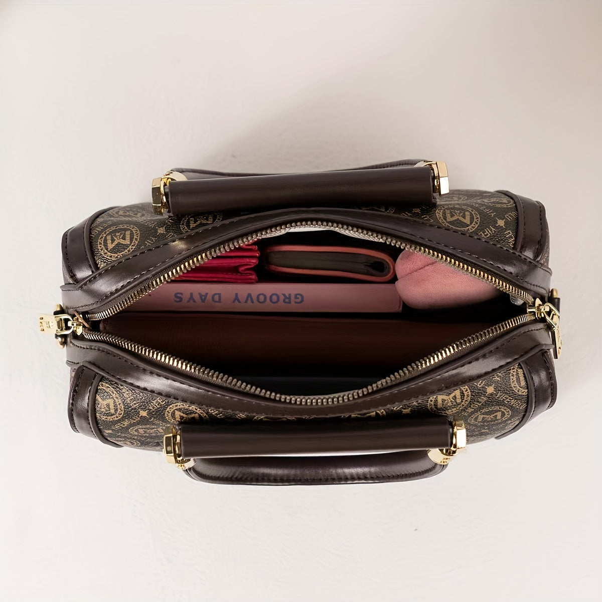 Geometric Pattern Handbag – Luxury Top-Handle & Crossbody Boston Bag