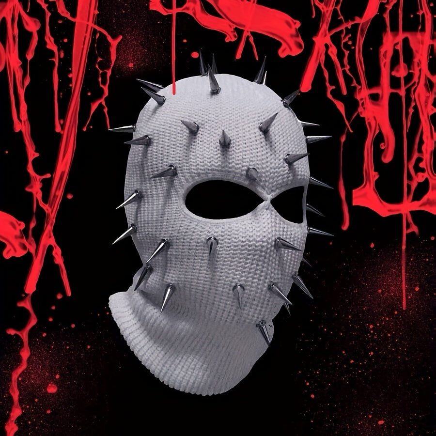 Street heavy industry bullet personality hip-hop rock punk style three-hole knitted headgear trendy net red masked hat