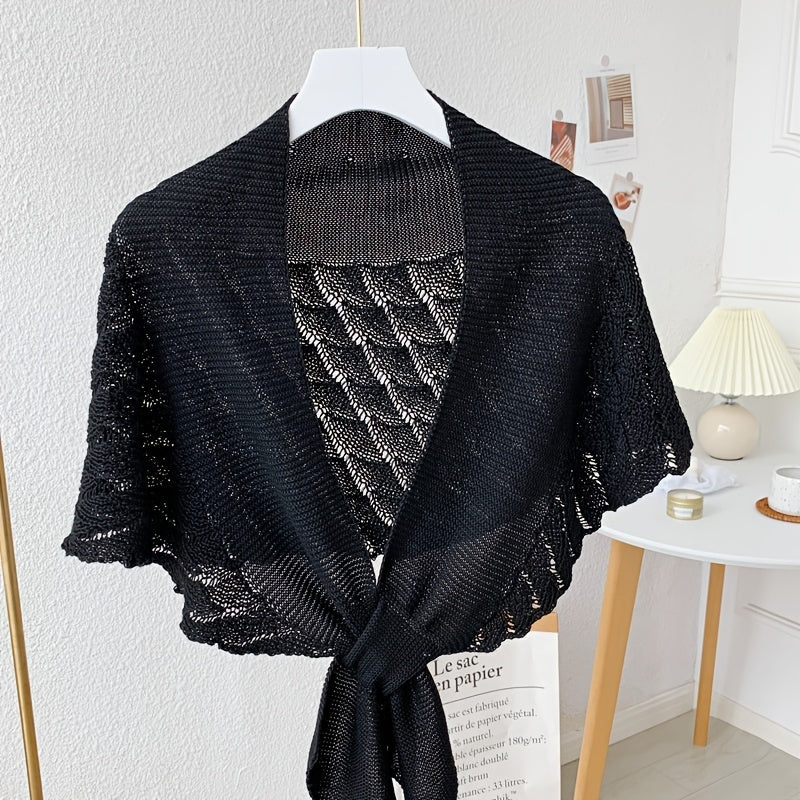 [Stylish Shawl] Lightweight Polyester Women's Stylish Openwork Yarn Shawl | Machine Washable, Perfect for Layering or Standalone Outfits, Weekend Casual Wrap | Versatile Shawl