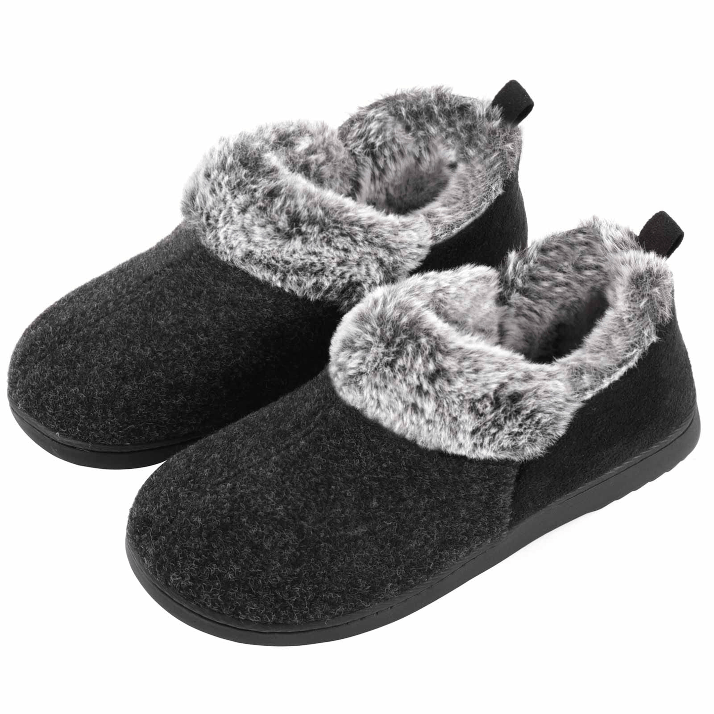 [Fuzzy Plush Household Shoes] Fuzzy Fleece Liner Cozy Plush Household Shoes - Memory Foam Slip-on Shoes for Women