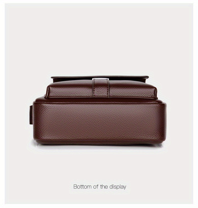 [Vintage Business Bag] WEIXIER Men's Vintage Business Casual Adjustable Shoulder Bag - Multiple Compartments, Zippered Pockets, Compact Design, Black, Secure Zip Closure, Small Crossbody Bag