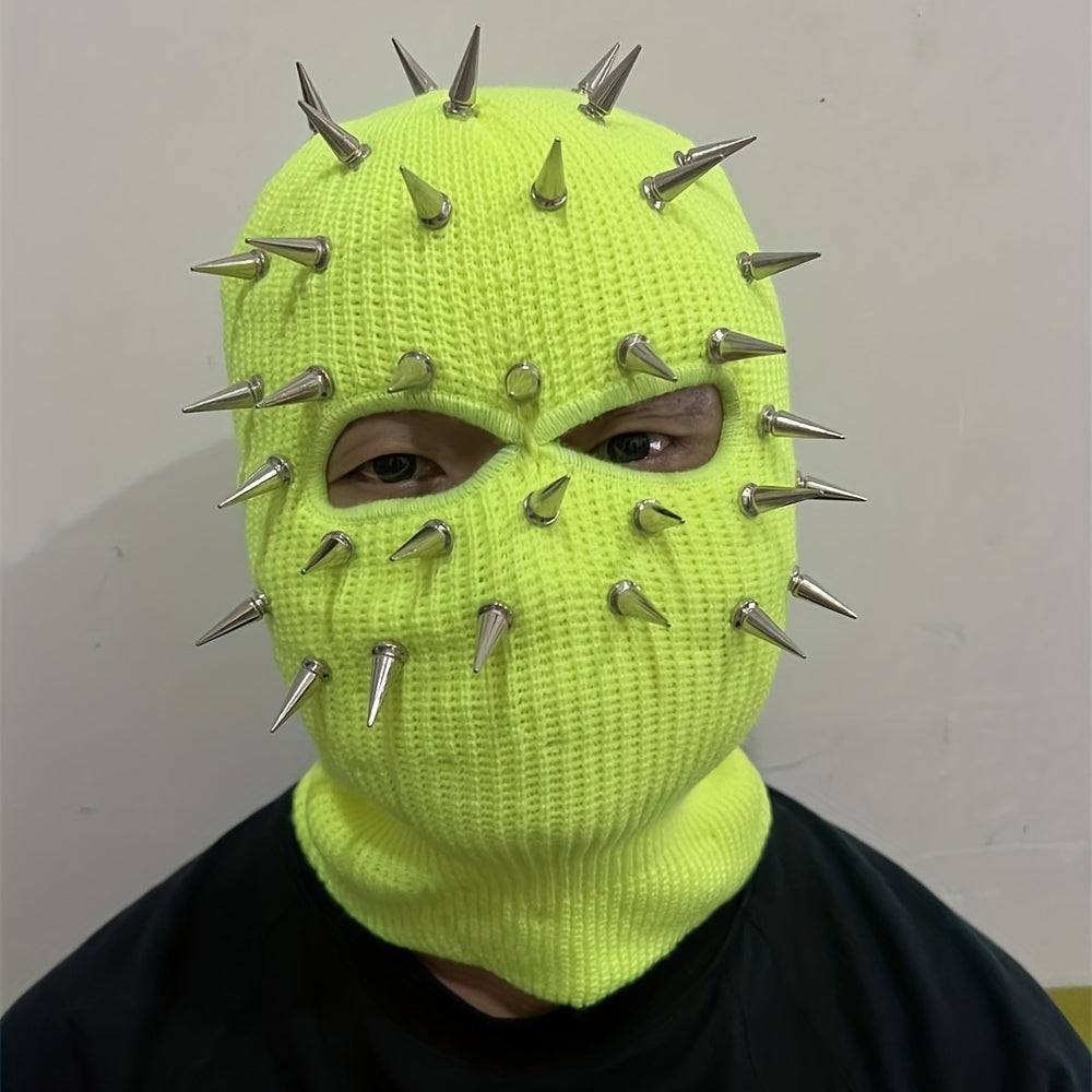 Street heavy industry bullet personality hip-hop rock punk style three-hole knitted headgear trendy net red masked hat