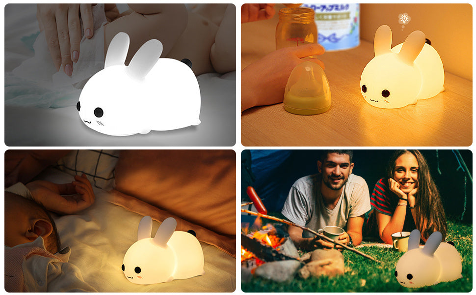 1 Jade Rabbit Silicone Night Light Creative Gift USB Charging Colorful Remote Control Dimming Touch Sleep LED Lights