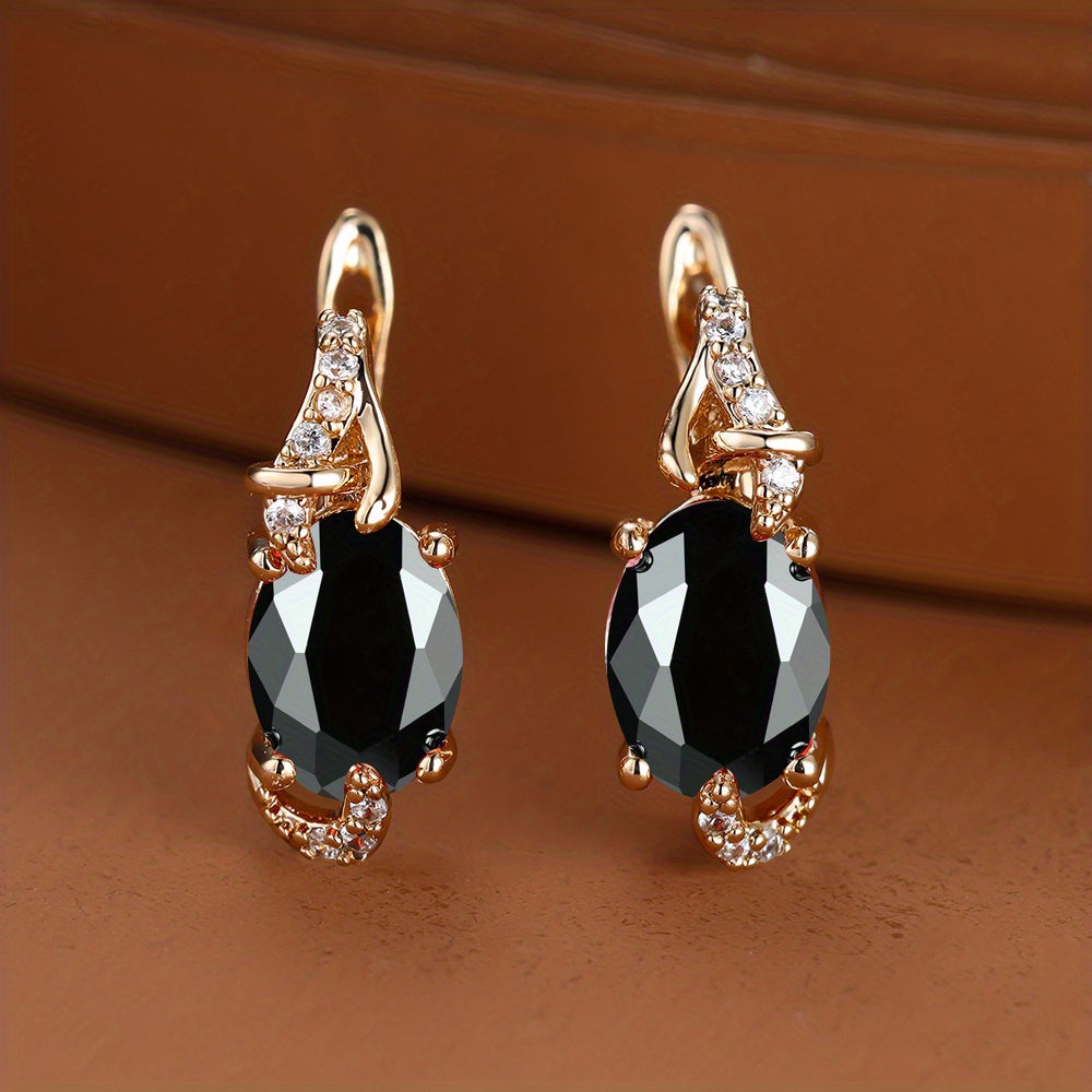 Gold-Plated Copper Zircon Stud Earrings