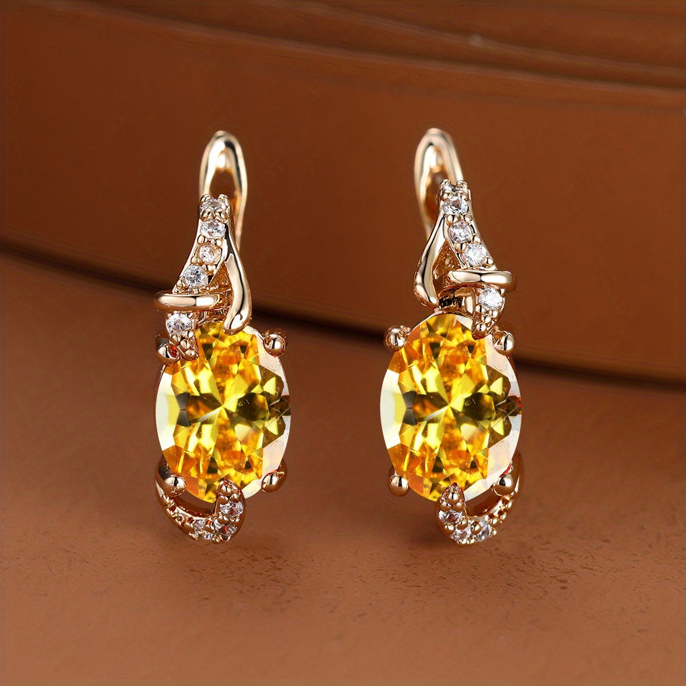 Gold-Plated Copper Zircon Stud Earrings