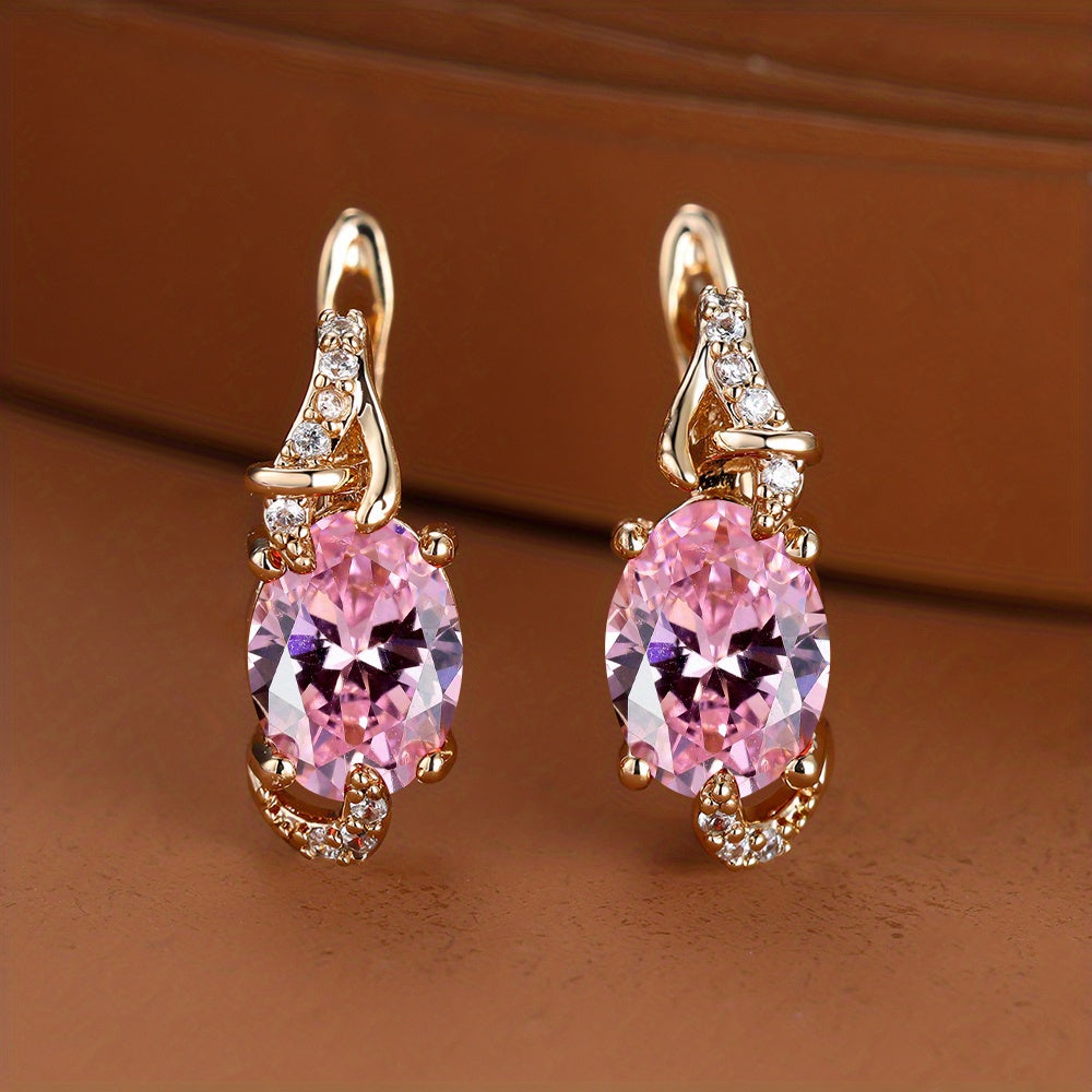 Gold-Plated Copper Zircon Stud Earrings