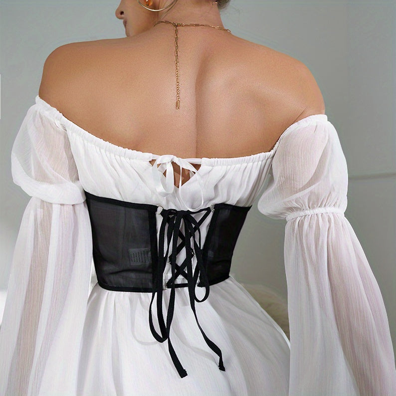 Womens Underbust Boned Satin Bustier Lace Back Corset Belt Waist Corsets Top