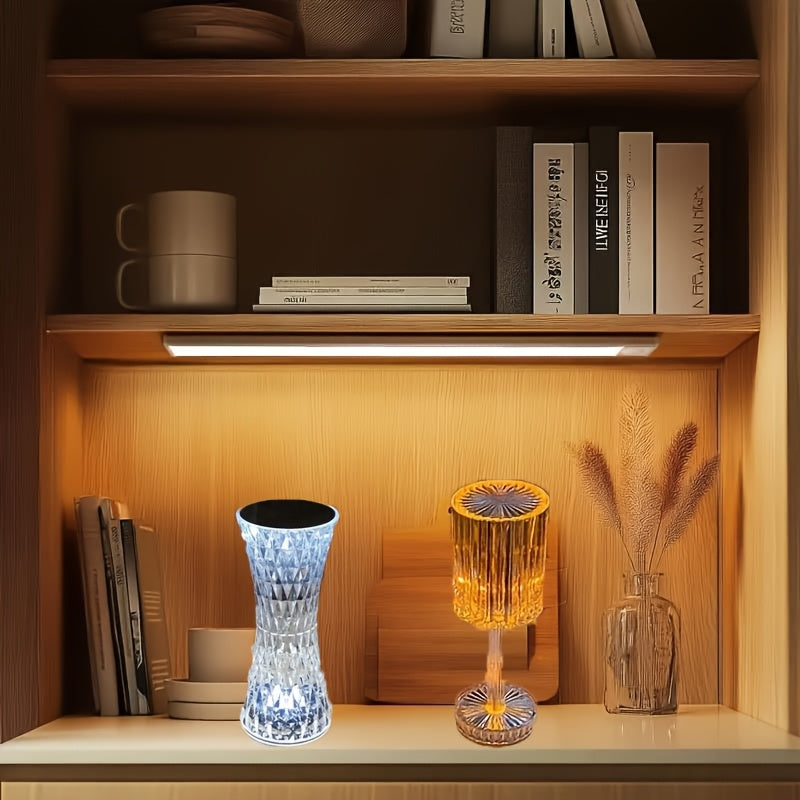 [Touch Control] Elegant Crystal Touch Control Bedside Lamp | USB Rechargeable, Dimmable LED Lights | Acrylic Base | Ideal for Indoor Use, Bedroom or Living Room Decor