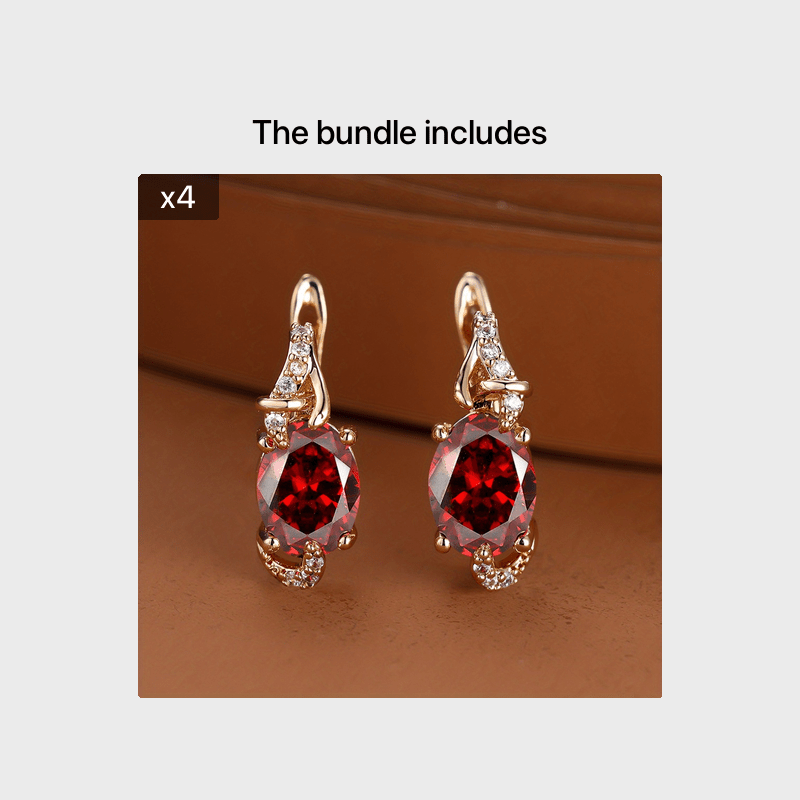 Gold-Plated Copper Zircon Stud Earrings