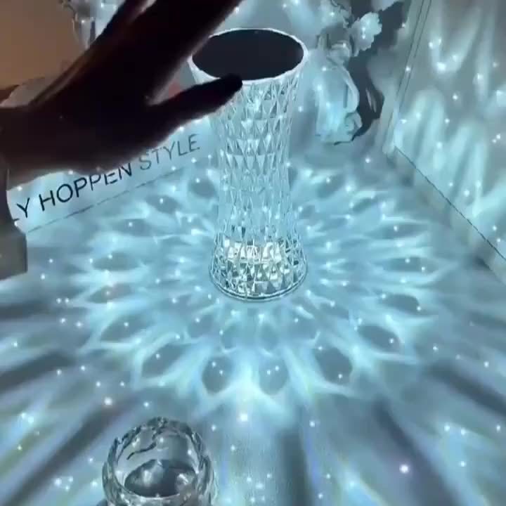 [Touch Control] Elegant Crystal Touch Control Bedside Lamp | USB Rechargeable, Dimmable LED Lights | Acrylic Base | Ideal for Indoor Use, Bedroom or Living Room Decor