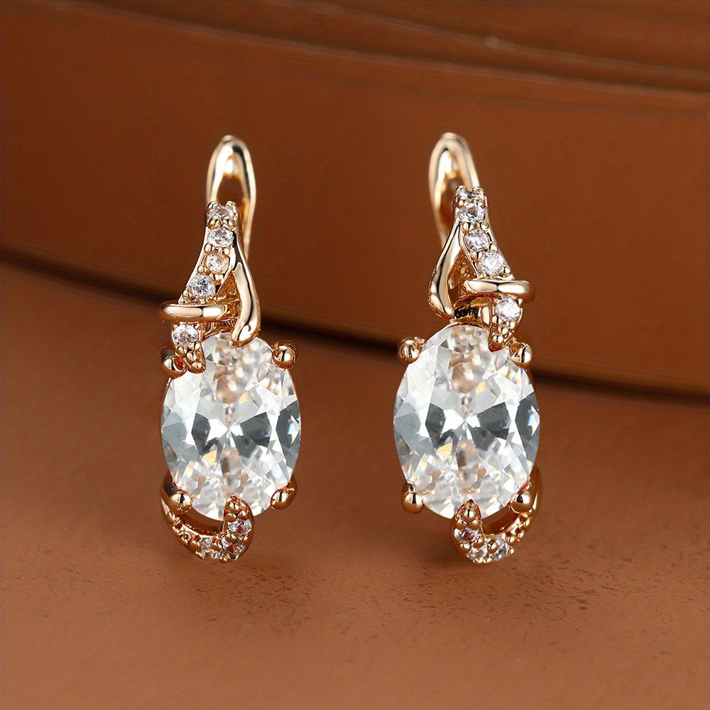 Gold-Plated Copper Zircon Stud Earrings