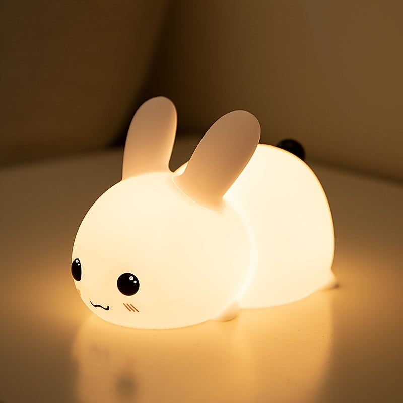1 Jade Rabbit Silicone Night Light Creative Gift USB Charging Colorful Remote Control Dimming Touch Sleep LED Lights