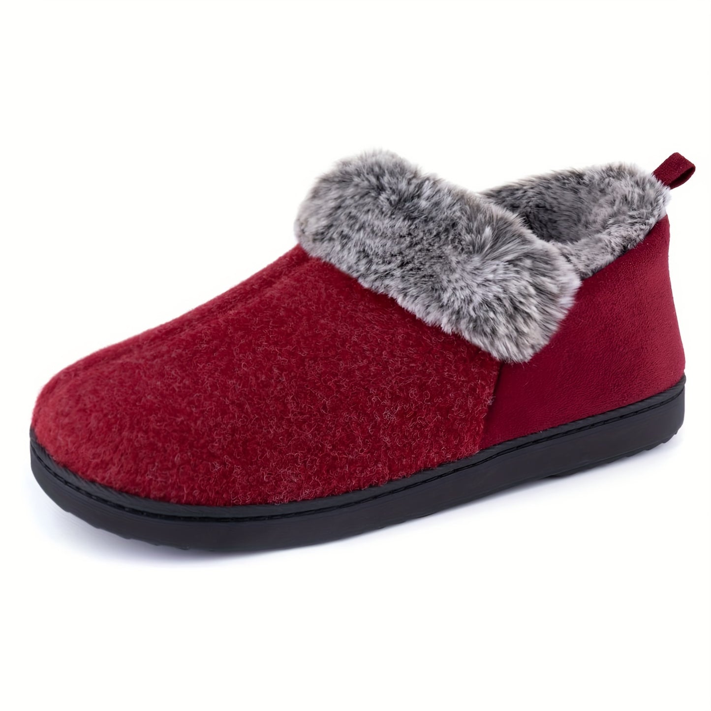 [Fuzzy Plush Household Shoes] Fuzzy Fleece Liner Cozy Plush Household Shoes - Memory Foam Slip-on Shoes for Women