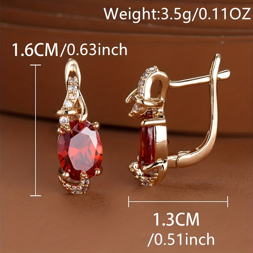 Gold-Plated Copper Zircon Stud Earrings