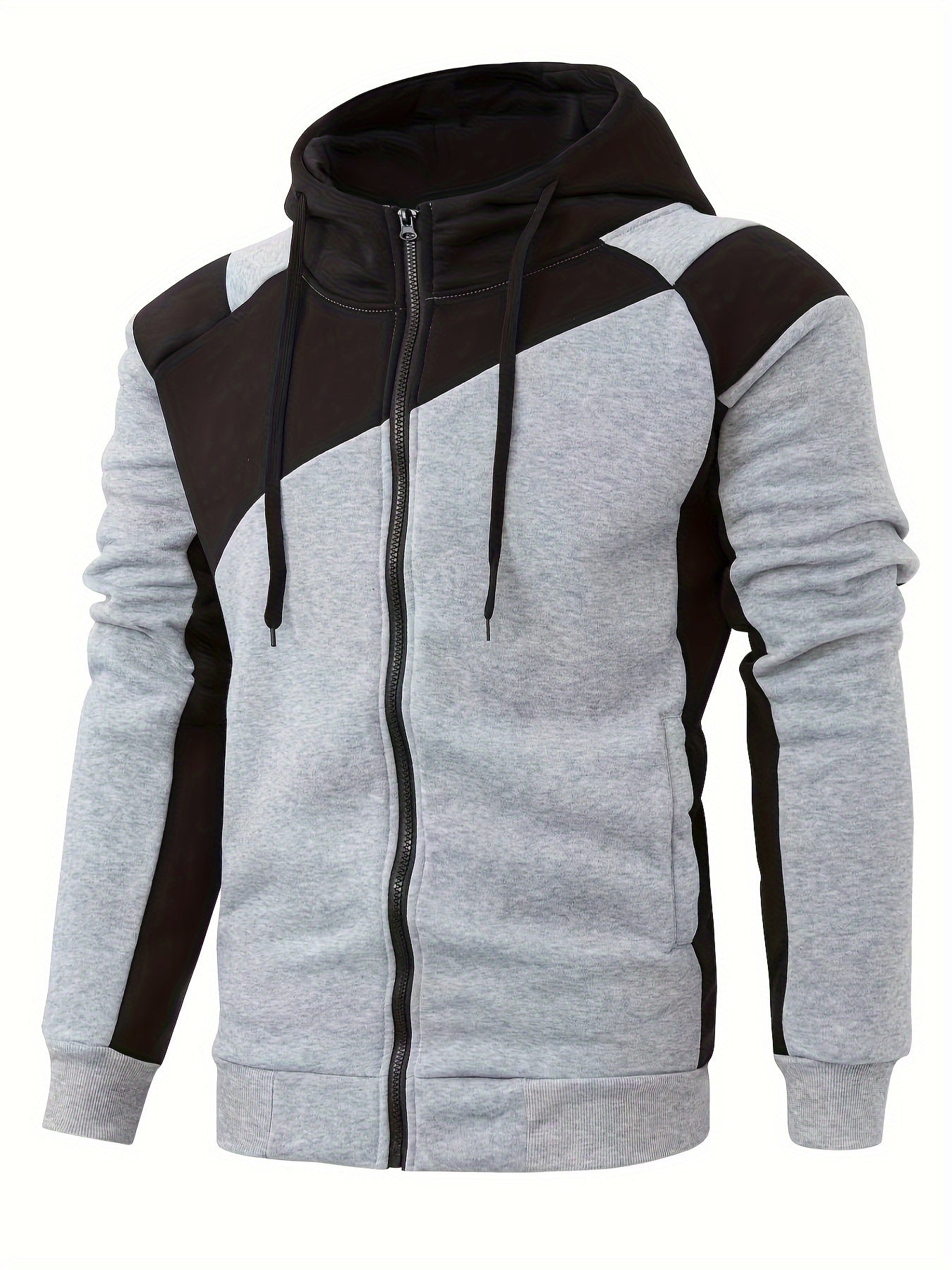 Men's Casual Color Block Zip Up Jacket With Hood - Varsity Style -  Soft Fleece Lining - Perfect for Fall/Winter - Ideal Gift for Teenagers & Young Adults