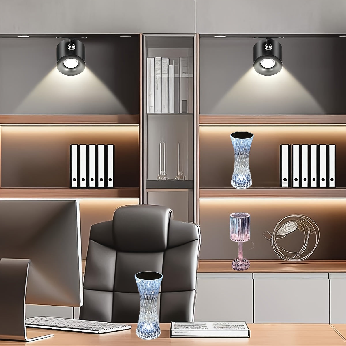 [Touch Control] Elegant Crystal Touch Control Bedside Lamp | USB Rechargeable, Dimmable LED Lights | Acrylic Base | Ideal for Indoor Use, Bedroom or Living Room Decor