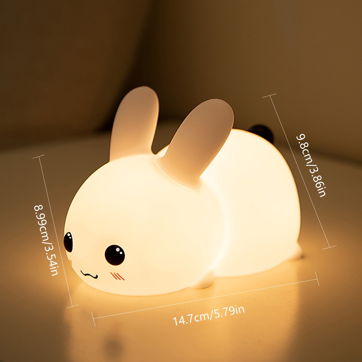 1 Jade Rabbit Silicone Night Light Creative Gift USB Charging Colorful Remote Control Dimming Touch Sleep LED Lights