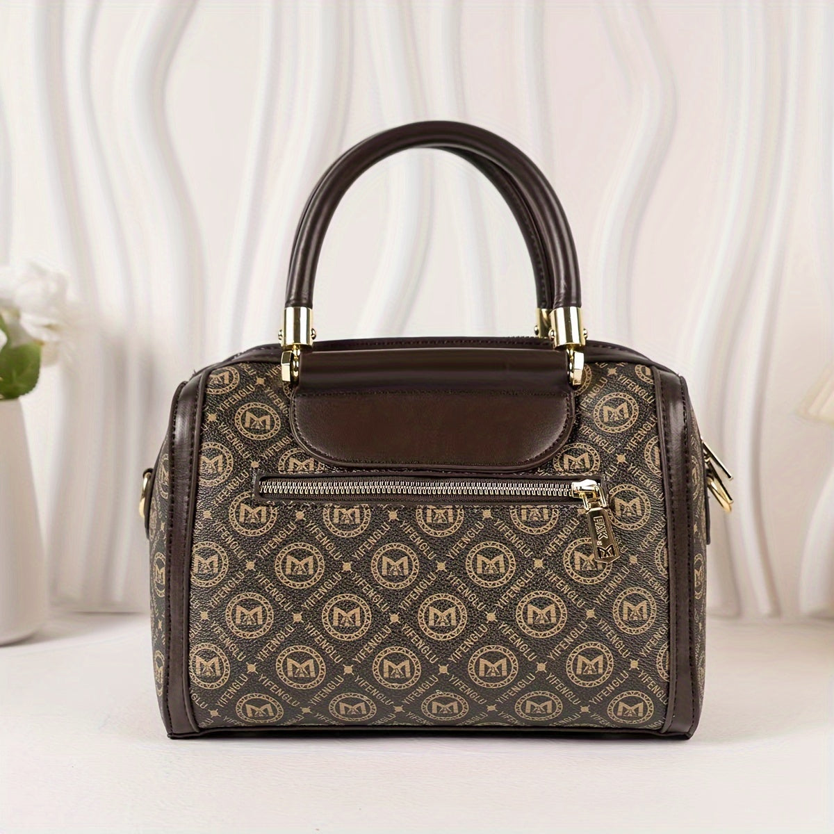Geometric Pattern Handbag – Luxury Top-Handle & Crossbody Boston Bag