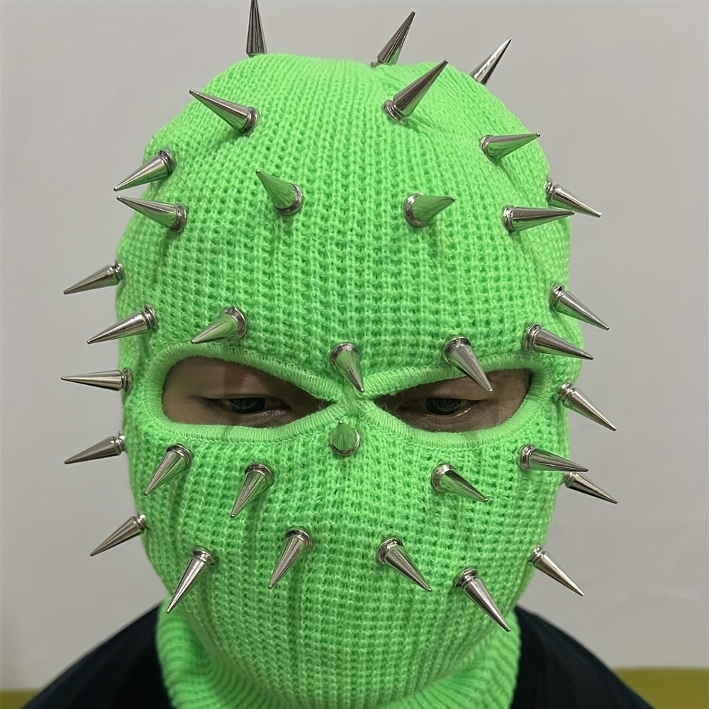 Street heavy industry bullet personality hip-hop rock punk style three-hole knitted headgear trendy net red masked hat
