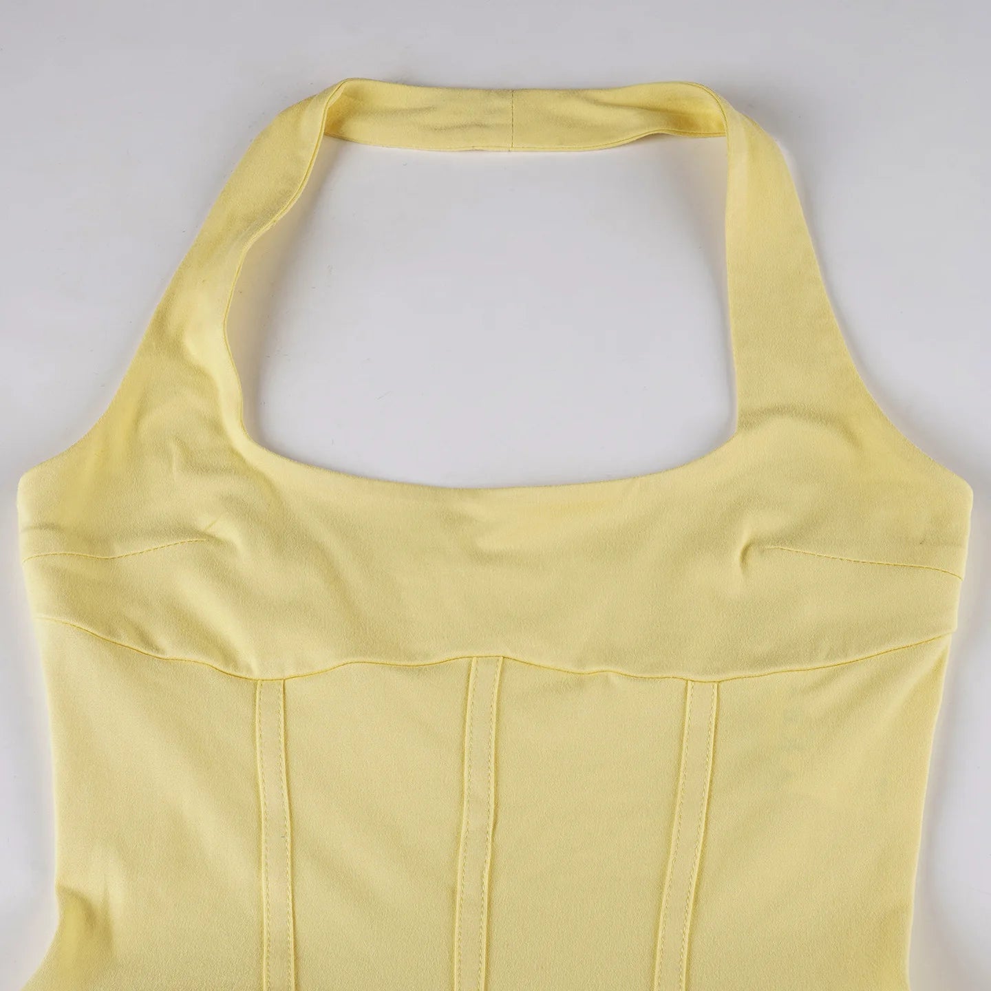 Tornova Vacation Halter Mini Dress For Women Solid High Waist Puffy Dress Ruffled Splice Fashion Sexy Slim Dress 2025 Summer New