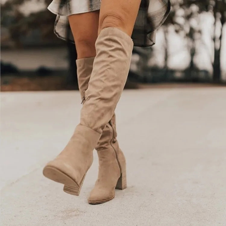 Women's Over-the-Knee Riding Boots with Side Zipper & Platform Heel – High Boots 2022