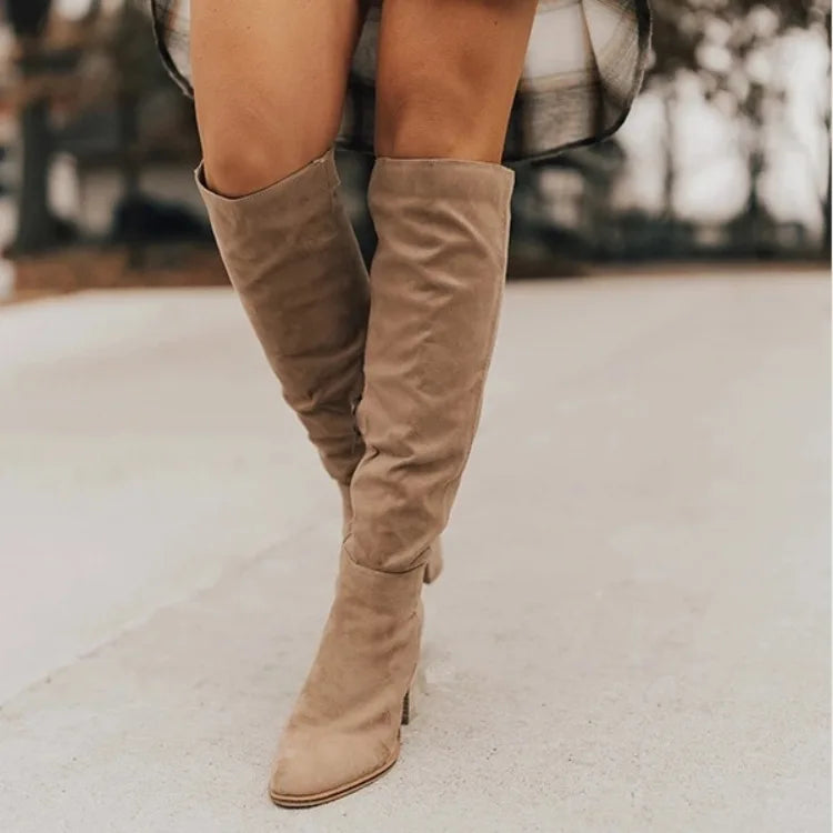 Women's Over-the-Knee Riding Boots with Side Zipper & Platform Heel – High Boots 2022