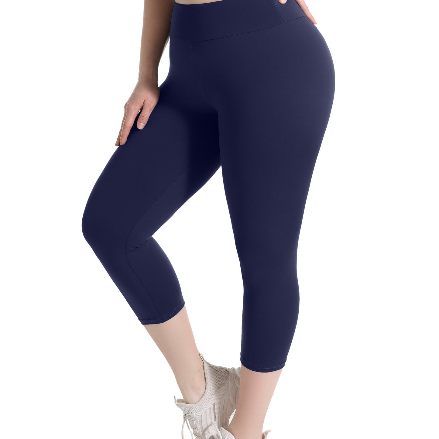 Women's Plus Size Capri Leggings – High-Waist Tummy Control
