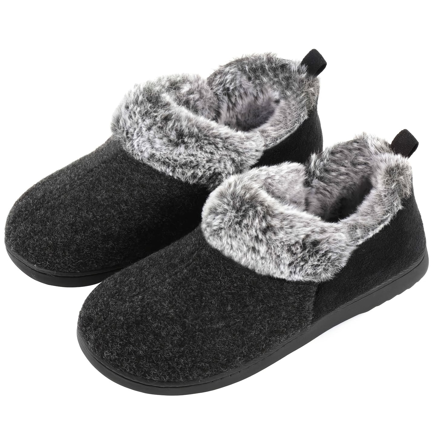 [Fuzzy Plush Household Shoes] Fuzzy Fleece Liner Cozy Plush Household Shoes - Memory Foam Slip-on Shoes for Women