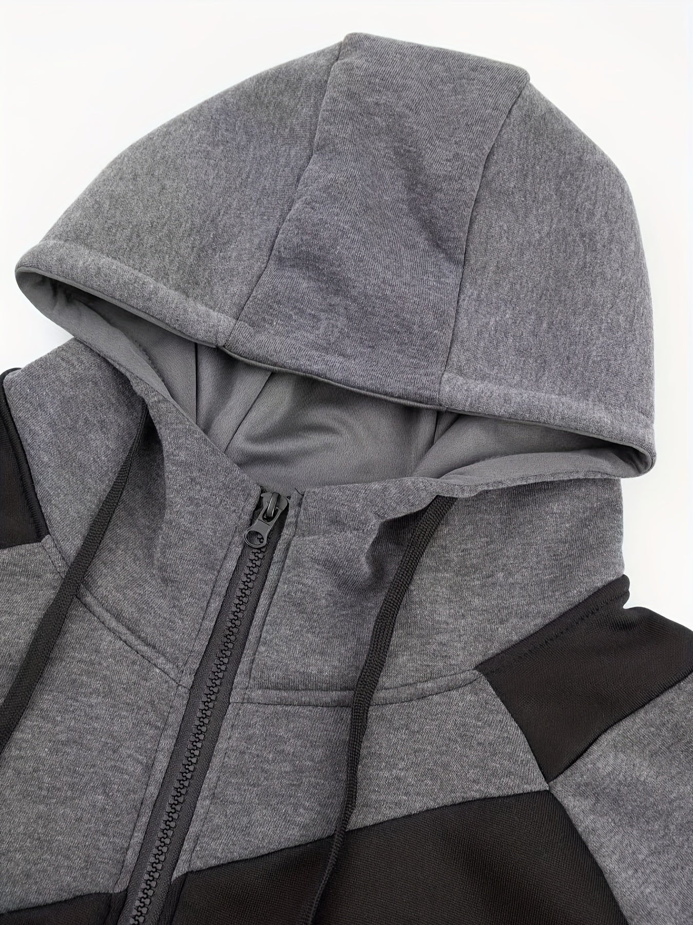 Men's Casual Color Block Zip Up Jacket With Hood - Varsity Style -  Soft Fleece Lining - Perfect for Fall/Winter - Ideal Gift for Teenagers & Young Adults