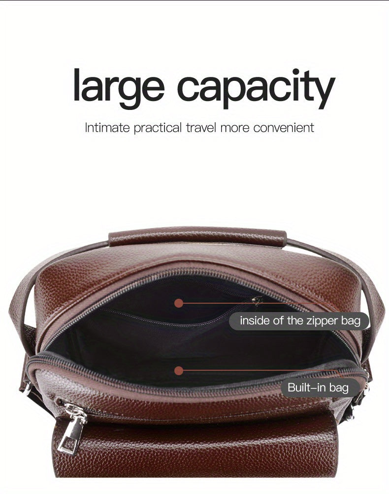 [Vintage Business Bag] WEIXIER Men's Vintage Business Casual Adjustable Shoulder Bag - Multiple Compartments, Zippered Pockets, Compact Design, Black, Secure Zip Closure, Small Crossbody Bag