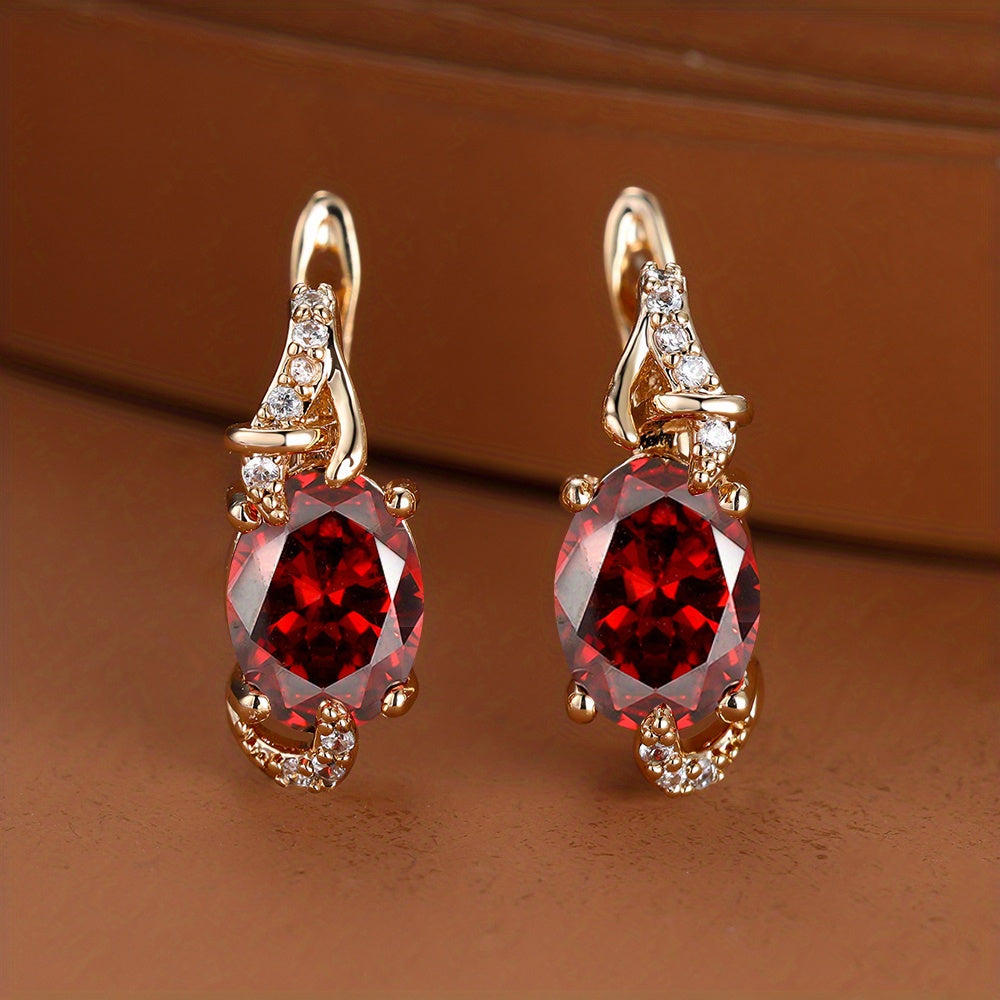 Gold-Plated Copper Zircon Stud Earrings