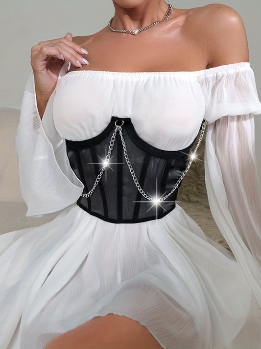Womens Underbust Boned Satin Bustier Lace Back Corset Belt Waist Corsets Top