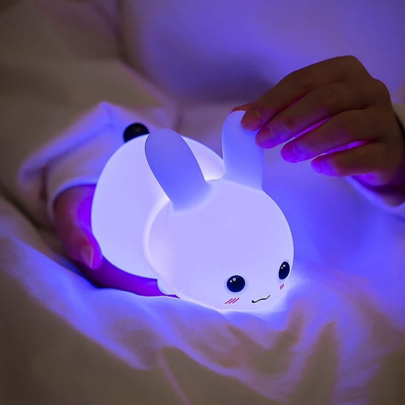 1 Jade Rabbit Silicone Night Light Creative Gift USB Charging Colorful Remote Control Dimming Touch Sleep LED Lights