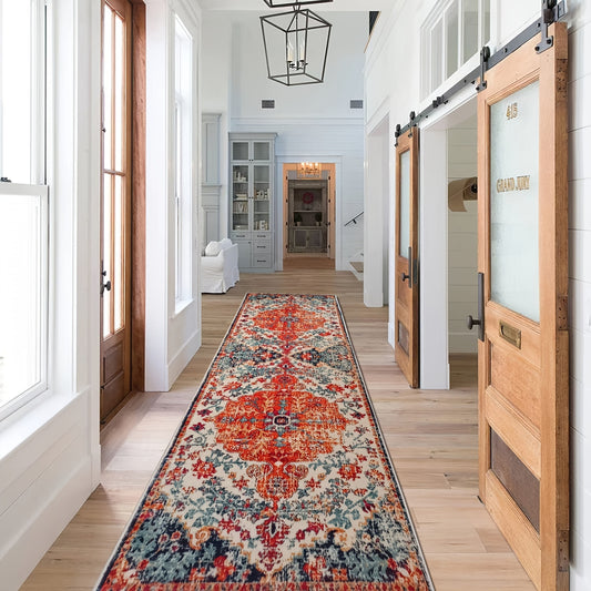 1pc Imitation Cashmere Material TPR Backing, Foldable and Machine Washable Crease-Free, Nordic Vintage Ethnic Style Home Mat for Hallway Corridor, Available in Sizes 23.6*70.8in/23.6*94.4in/23.6*118.1in (60*180cm/60*240cm/60*