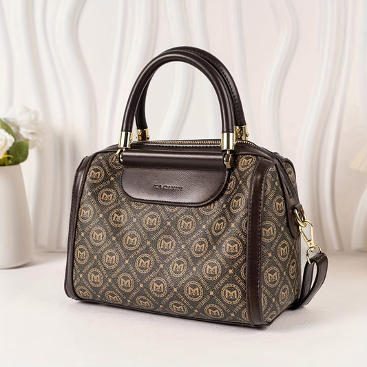 Geometric Pattern Handbag – Luxury Top-Handle & Crossbody Boston Bag