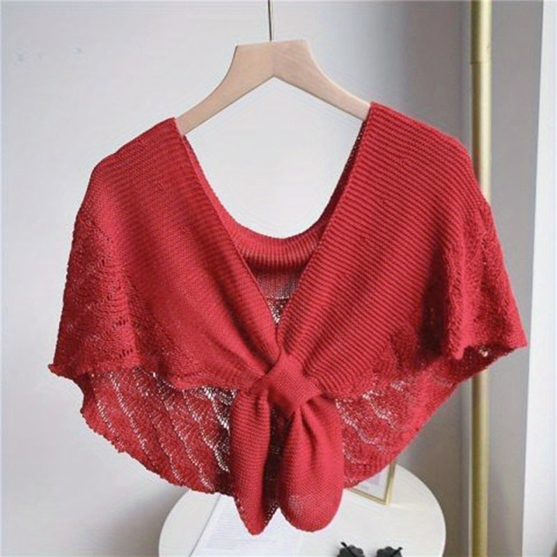 [Stylish Shawl] Lightweight Polyester Women's Stylish Openwork Yarn Shawl | Machine Washable, Perfect for Layering or Standalone Outfits, Weekend Casual Wrap | Versatile Shawl