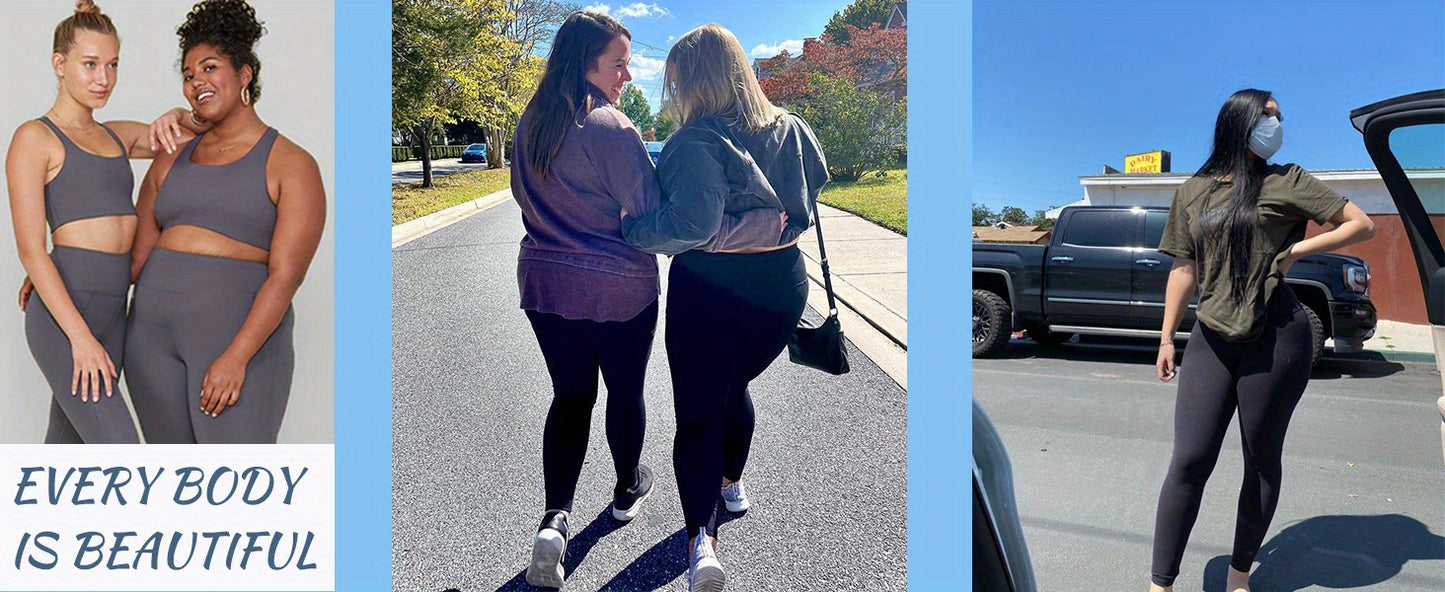 Women's Plus Size Capri Leggings – High-Waist Tummy Control