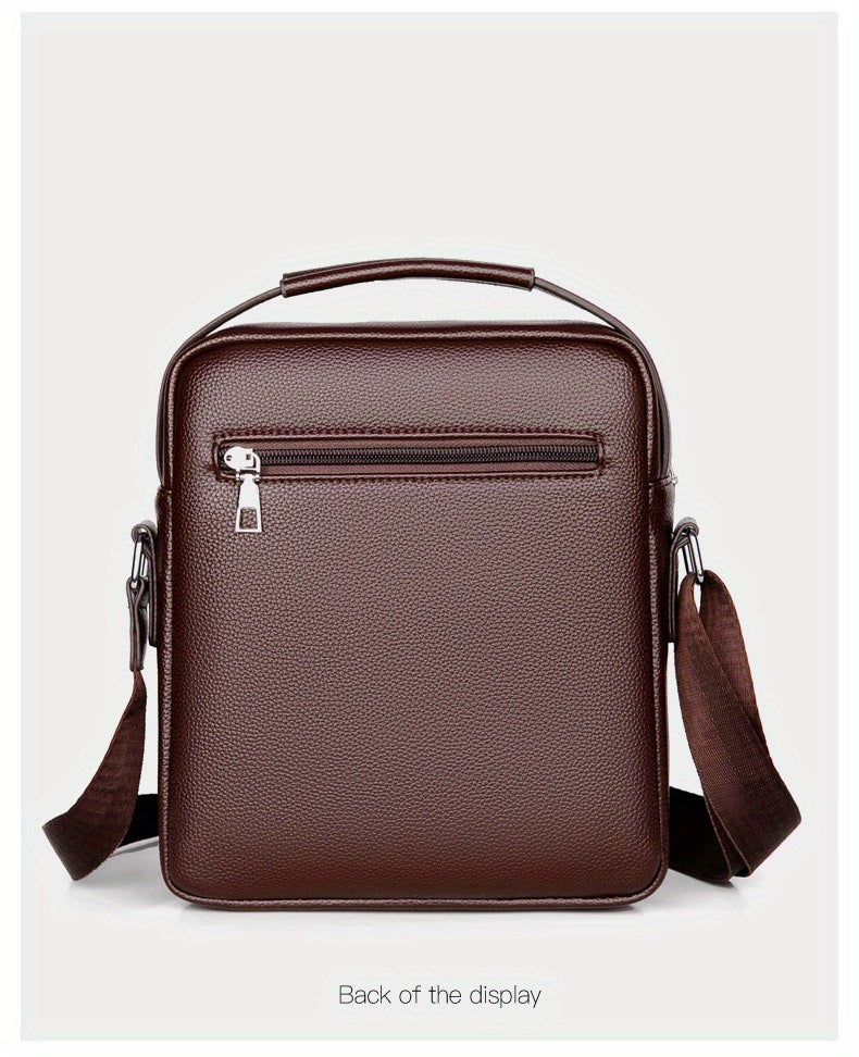 [Vintage Business Bag] WEIXIER Men's Vintage Business Casual Adjustable Shoulder Bag - Multiple Compartments, Zippered Pockets, Compact Design, Black, Secure Zip Closure, Small Crossbody Bag