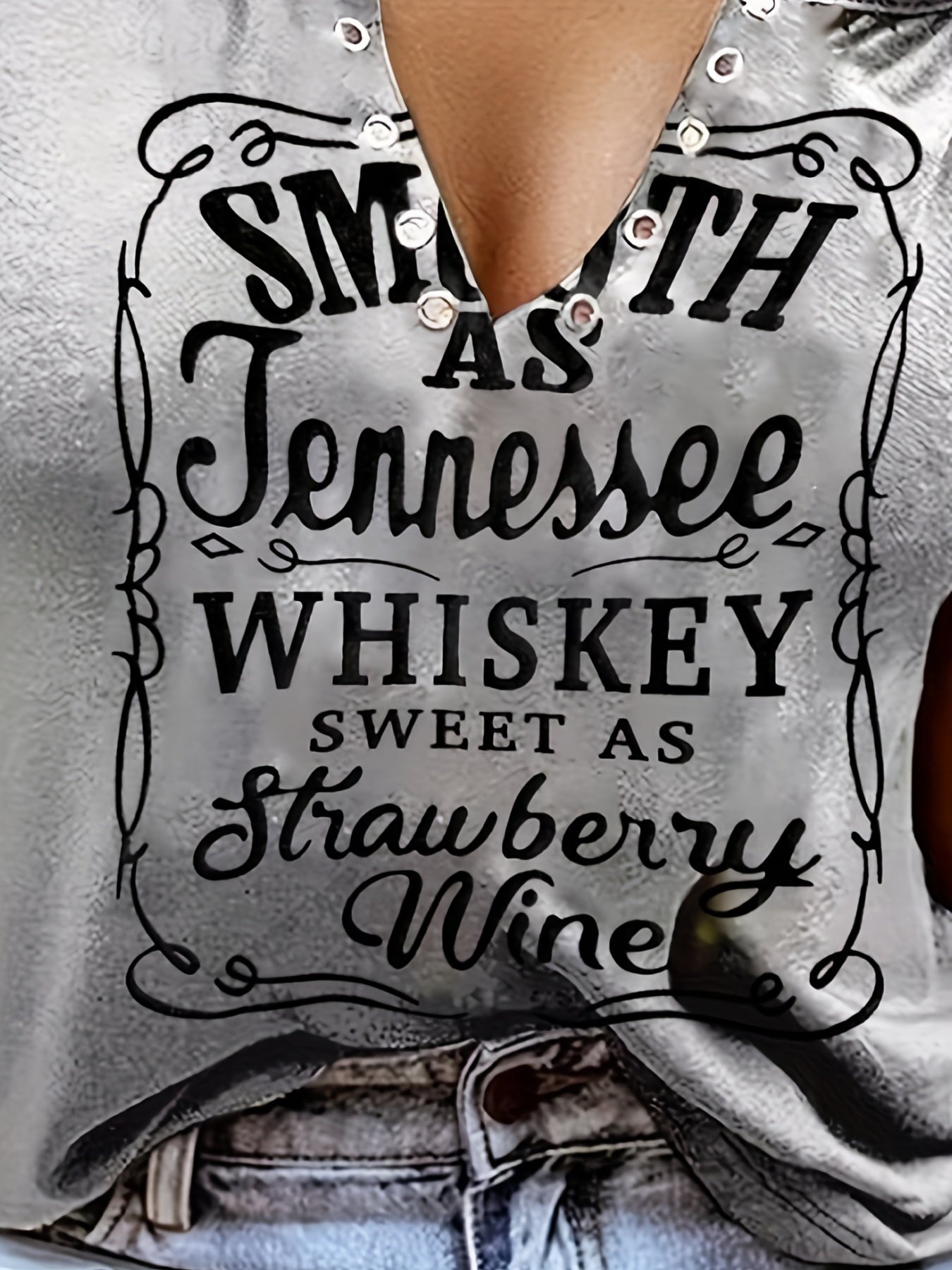 [Country Music Tank Top] Soft Pink Women's Tank Top | Smooth As Tennessee Whiskey Sweet As Strawberry Wine Sleeveless V-Neck Casual Shirt with Bold Letter Print, Thick Strap Country Music Style, Machine Washable All-Season We