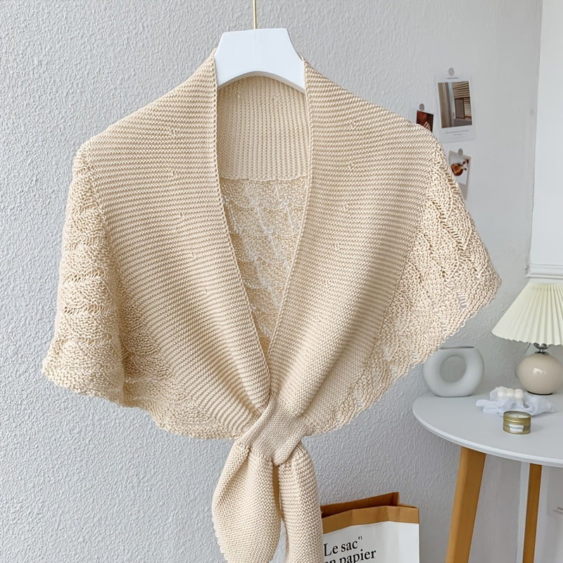 [Stylish Shawl] Lightweight Polyester Women's Stylish Openwork Yarn Shawl | Machine Washable, Perfect for Layering or Standalone Outfits, Weekend Casual Wrap | Versatile Shawl